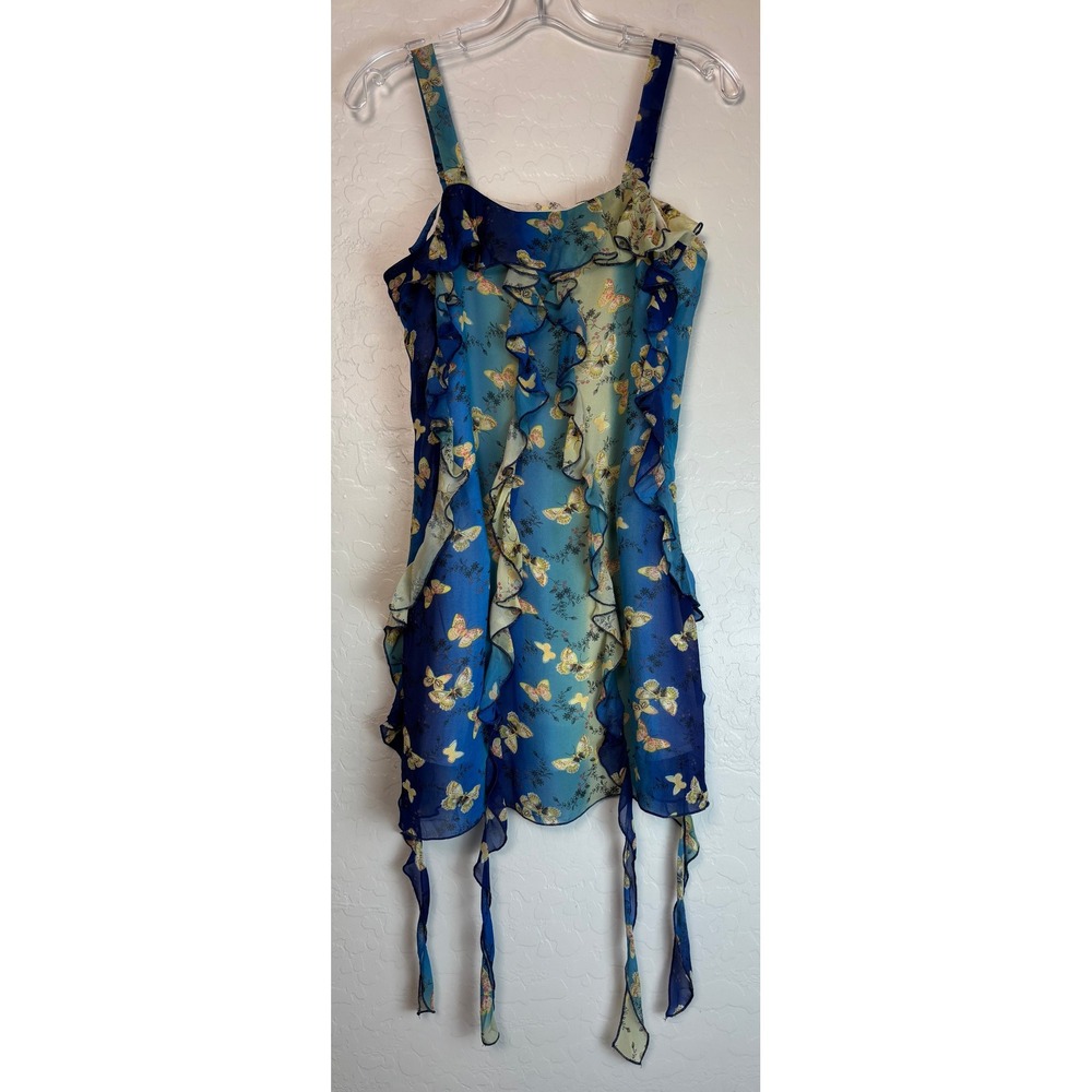 Allison + Kelly Blue‎ Ombre Butterfly Ruffle Mini Dress Size 16 2247